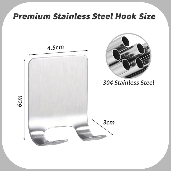 Set 6 suporti universali de perete, din inox, 6x4.5cm - Argintiu [5]