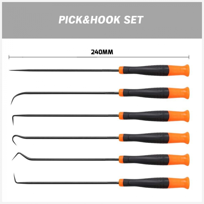 Set 6 surubelnite, carlige lungi pentru extras garnituri de etansare auto, 24 cm lungime [4]