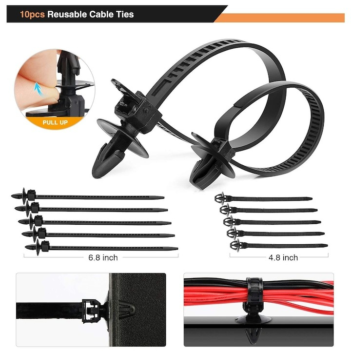 Set 620 clipsuri/cleme auto, Universale, 4 instrumente demontare, extractor metalic, 2 tipuri de soricei de prindere [5]
