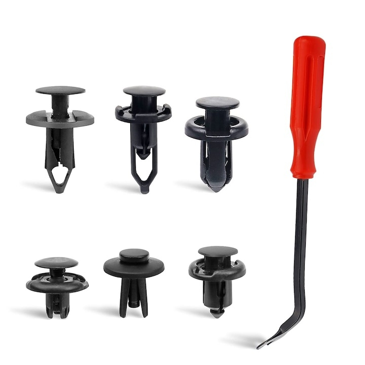Set 625 clipsuri universale auto, plastic, negre – cu extractor si cutie organizatoare [3]