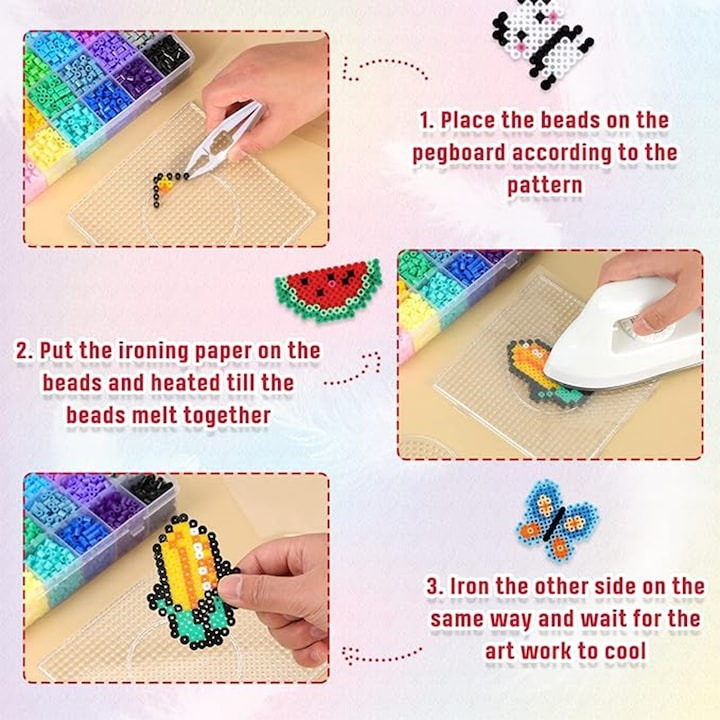 Set 6800 margele de calcat, sabloane, accesorii incluse, multicolor [8]