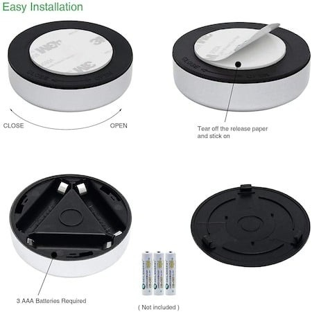 Set 6x Lampa universala autoadeziva cu 3 LED-uri, utilizare baterii de tip AAA - Argintiu [4]