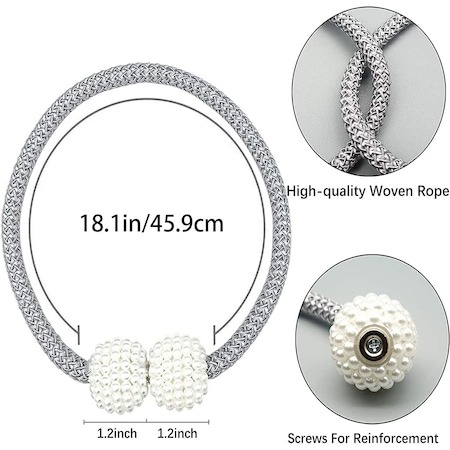 Set 6x Magnet,design perle pentru strangere draperii - Alb [3]