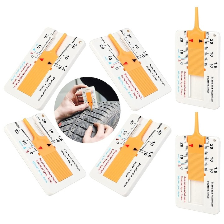 Set 6x Manometru dispozitiv de masurat anvelope, din plastic, 42-65 mm [2]
