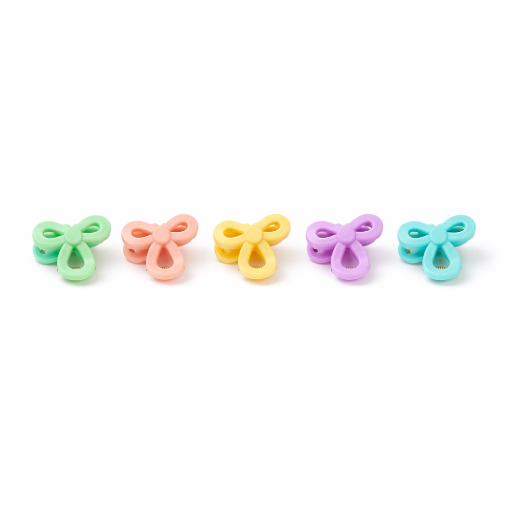 Set 8 cleme par fundita 1.5 cm pentru copii, plastic colorat, cutie hexagonala depozitare accesorii par fetite [5]