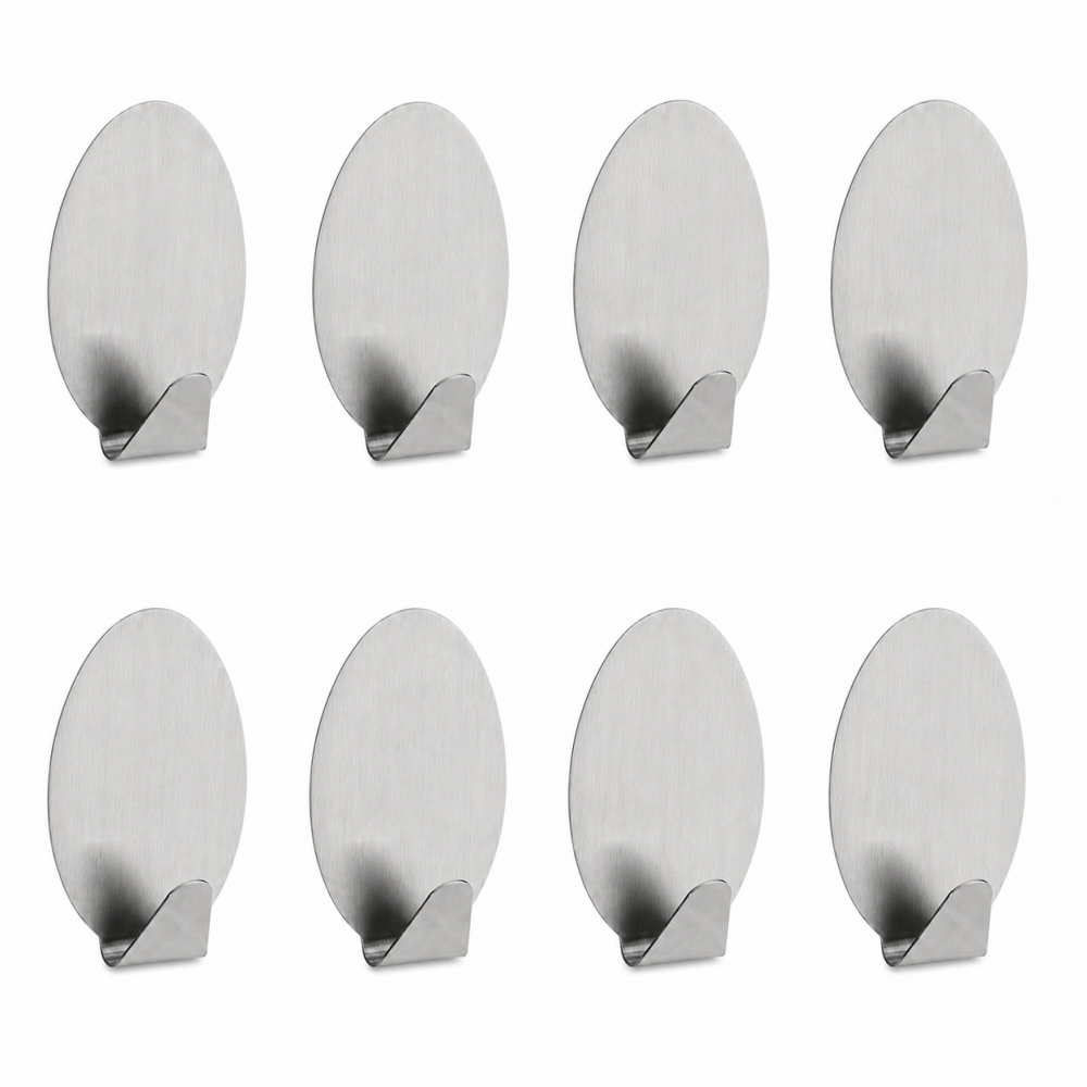Set 8 cuiere autoadezive argintii 3 cm din metal, carlige fara gaurire [2]
