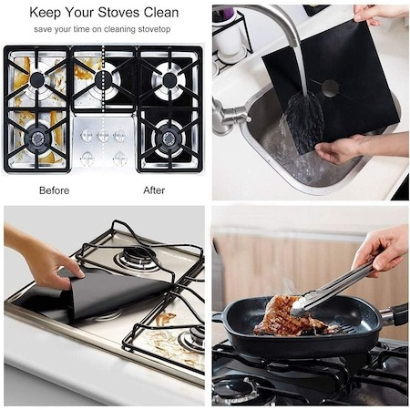 Set 8 folii detasabile de protectie pentru aragaz, din teflon - Negru [3]