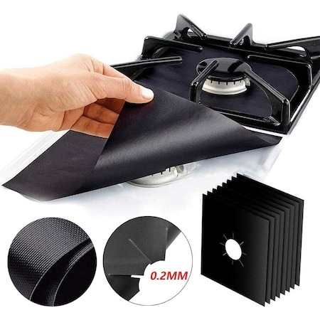 Set 8 folii detasabile de protectie pentru aragaz, din teflon - Negru [2]