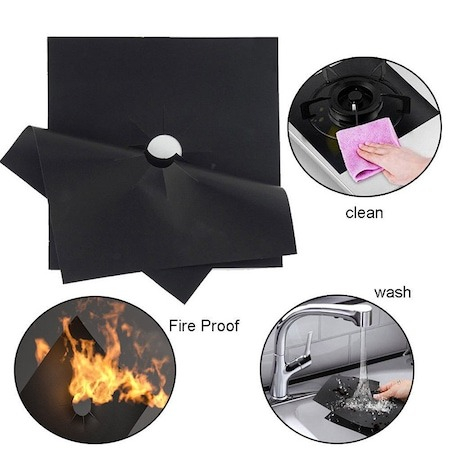 Set 8 folii detasabile de protectie pentru aragaz, din teflon - Negru [4]
