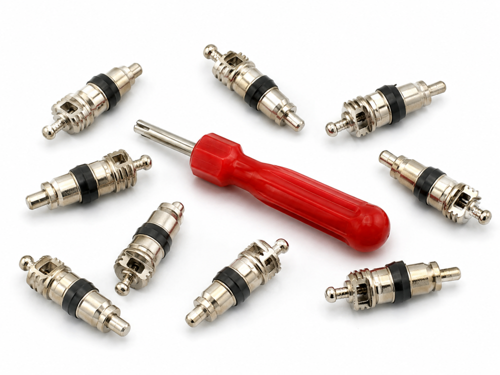 Set 8 Miezuri pentru Valve Auto Negre cu Surubelnita Universala pentru Demontare Ventile [2]