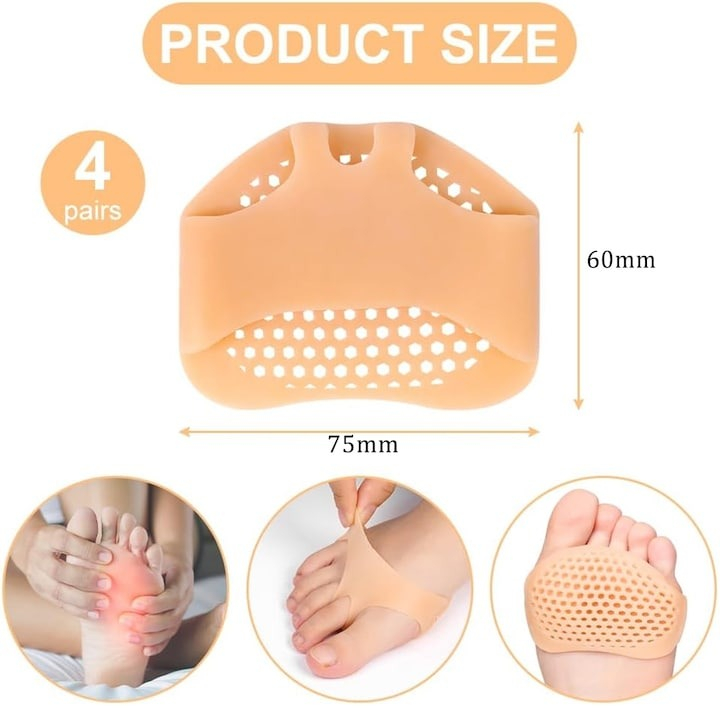 Set 8 pernute de protectie impotriva monturilor, pentru picior si degete, din silicon - Bej [4]