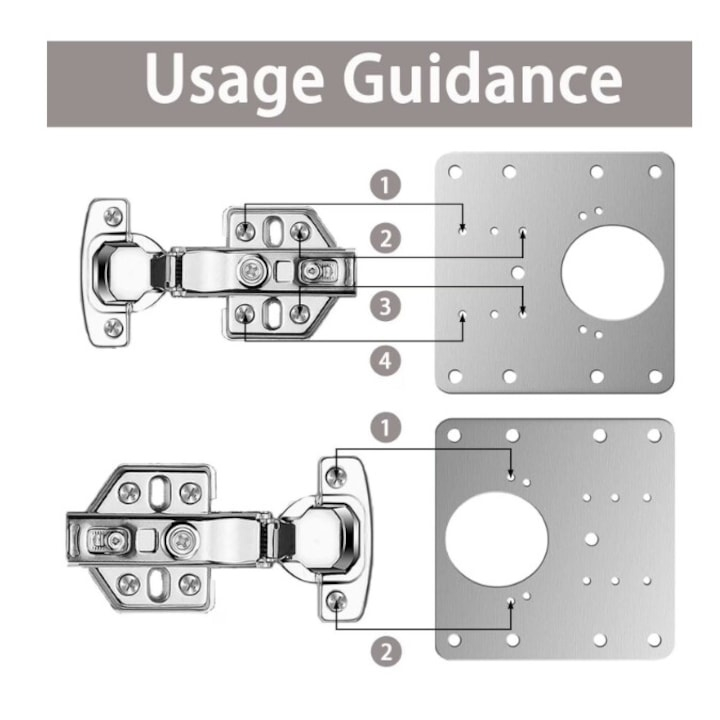 Set 8 placi pentru repararea balamalelor mobilier, inox rezistent, cu suruburi incluse, fixare durabila, 9 x 9 cm, argintiu [4]