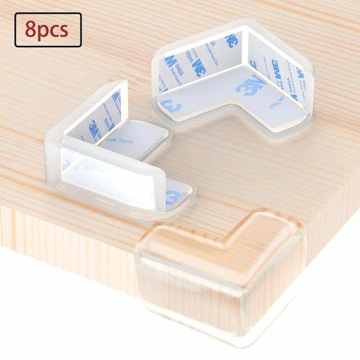 Set 8 protectii pentru colturi mobila, silicon, transparent, pentru siguranta copiilor [3]