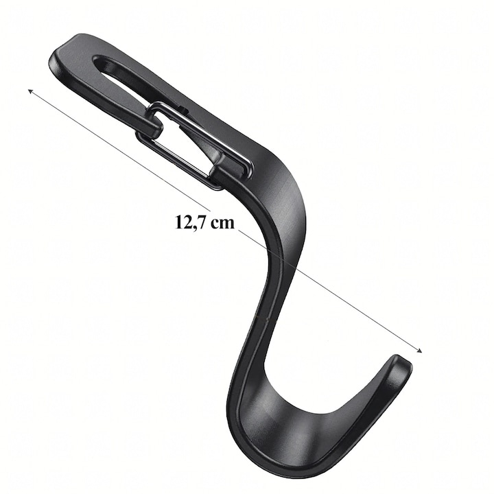 Set 8 suporturi carlig pentru scaun auto, negru, 12.7 x 6.8 cm, organizatoare pentru cumparaturi, genti si accesorii, rezistente pana la 40 kg [12]