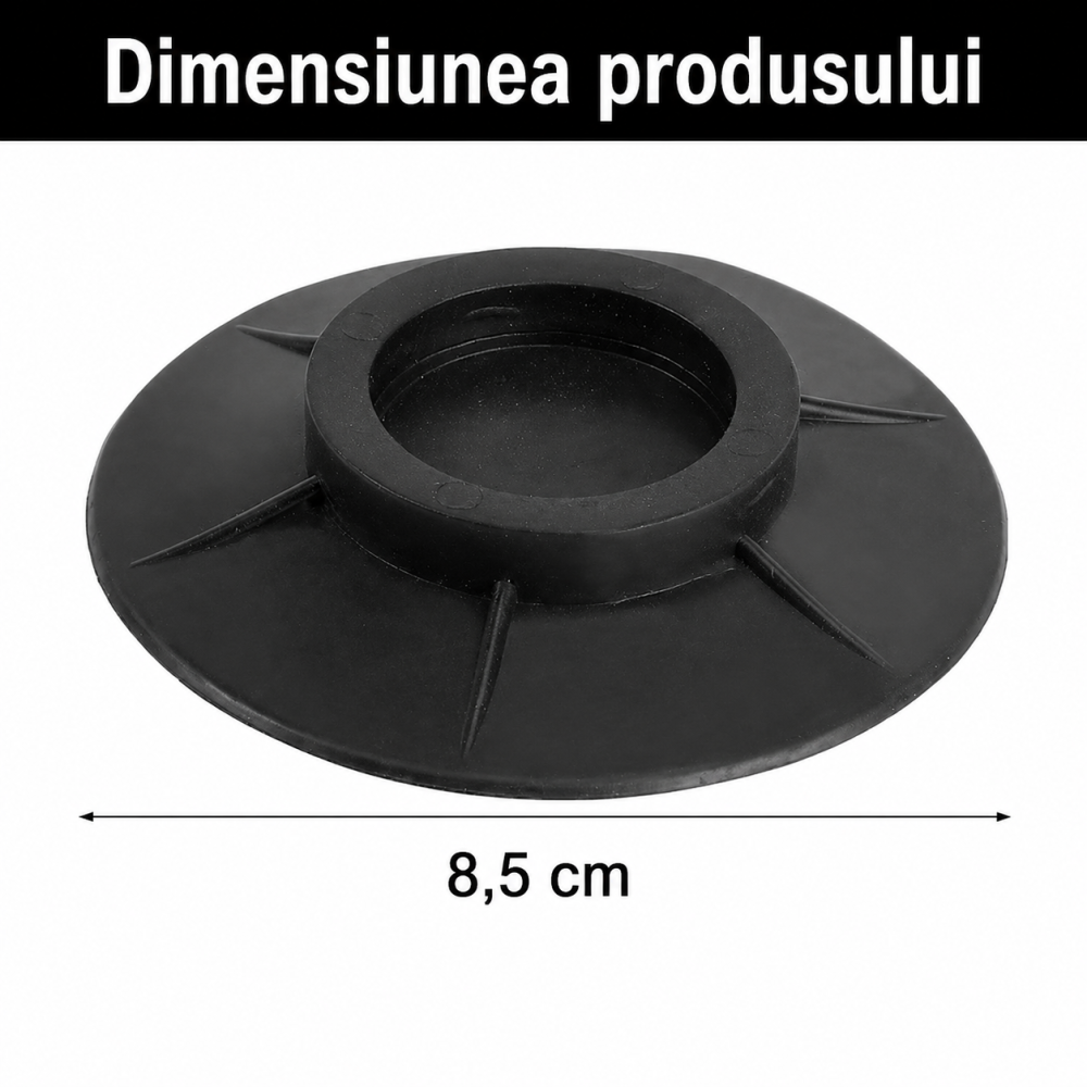 Set 8 suporturi negre 8,5 cm pentru masina de spalat, din cauciuc [2]