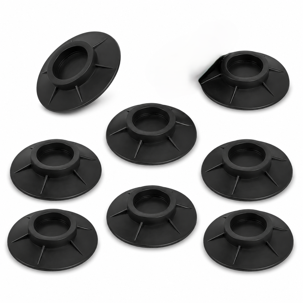 Set 8 suporturi negre 8,5 cm pentru masina de spalat, din cauciuc [5]