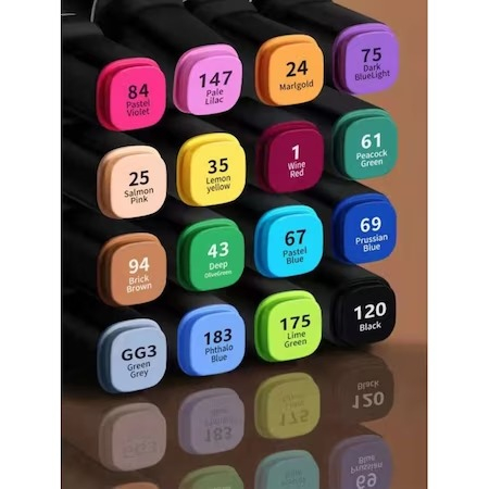 Set de 80 markere colorate,1 varf rotund subtire,1 varf inclinat gros,geanta depozitare inclusa [5]