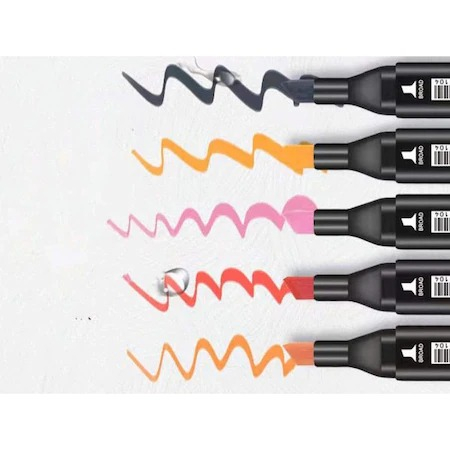 Set de 80 markere colorate,1 varf rotund subtire,1 varf inclinat gros,geanta depozitare inclusa [3]
