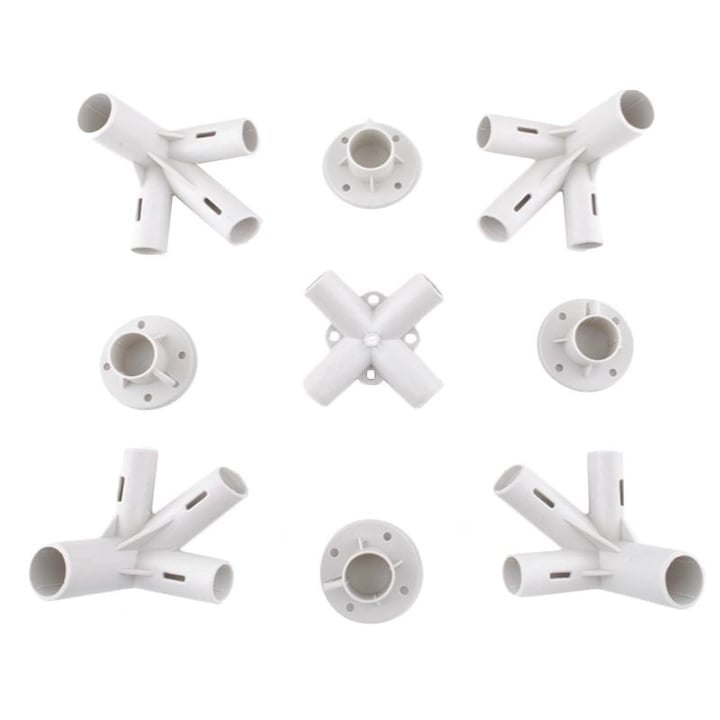 Set 9 conectori pentru montare pavilion de gradina 3x3 m, ABS, alb [1]