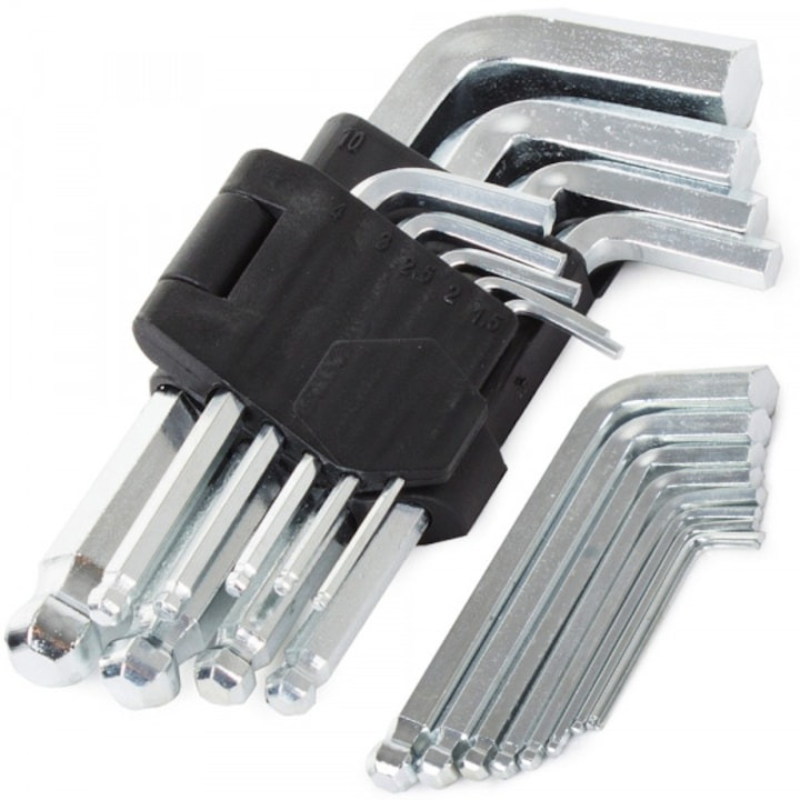 Set 9 imbusi hexagonali chrome vanadium, scurti 13 cm , 1.5-10 mm [2]