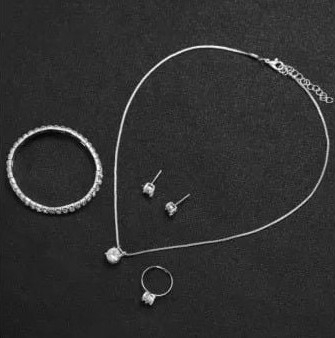 Set accesorii dama argintiu, ceas de mana quartz, bratara, colier cu pandantiv, cercei, inel si cutie cadou, bijuterii pentru tinute si evenimente [6]
