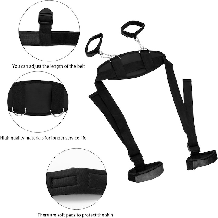 Set accesorii erotice, curele si catuse pentru maini si glezne, reglabile, negru [7]