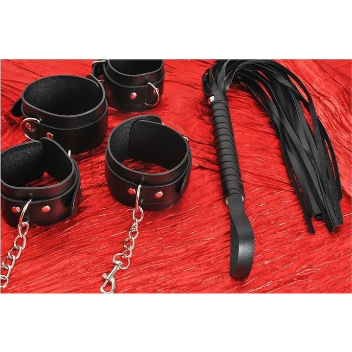 Set accesorii erotice pentru cupluri, 13 piese, din piele ecologica, negru – accesorii pentru relaxare si activitati in doi [5]