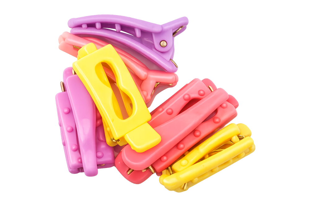 Set accesorii par 18 elastice 1.5 cm si 6 cleme 3 cm, colorate, cutie organizator transparenta [5]