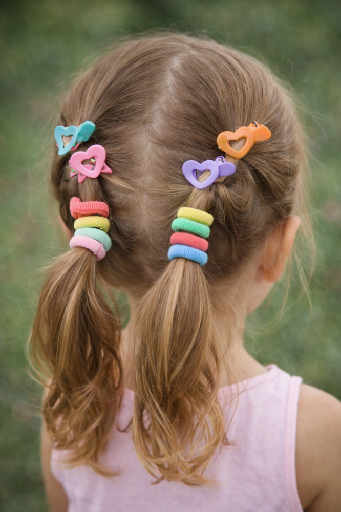 Set accesorii par 18 elastice si 5 cleme forma inimioara, multicolor, cutie organizator [2]