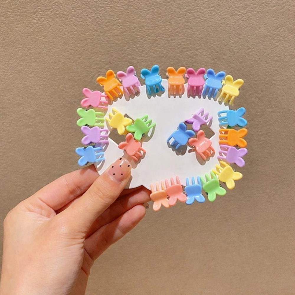 Set accesorii par 25 elastice 1.5 cm, 20 elastice spiralate, 20 elastice textile, 5 cleme ursulet 0.8 cm, multicolor, cutie depozitare [6]