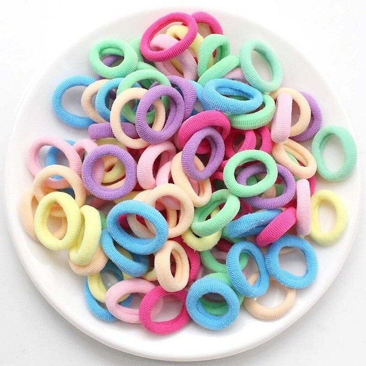 Set accesorii par 26 elastice, 20 elastice spiralate, 20 elastice 2 cm, 5 cleme steluta 0.8 cm, multicolor, cutie organizator [3]