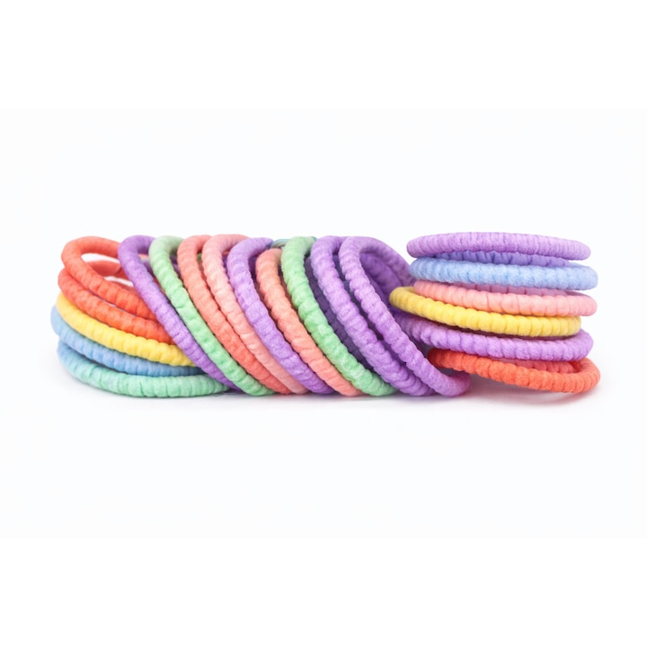 Set accesorii par 26 elastice, 20 elastice spiralate, 20 elastice 2 cm, 5 cleme steluta 0.8 cm, multicolor, cutie organizator [7]