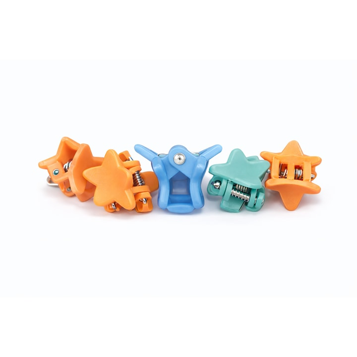 Set accesorii par 26 elastice, 20 elastice spiralate, 20 elastice 2 cm, 5 cleme steluta 0.8 cm, multicolor, cutie organizator [6]