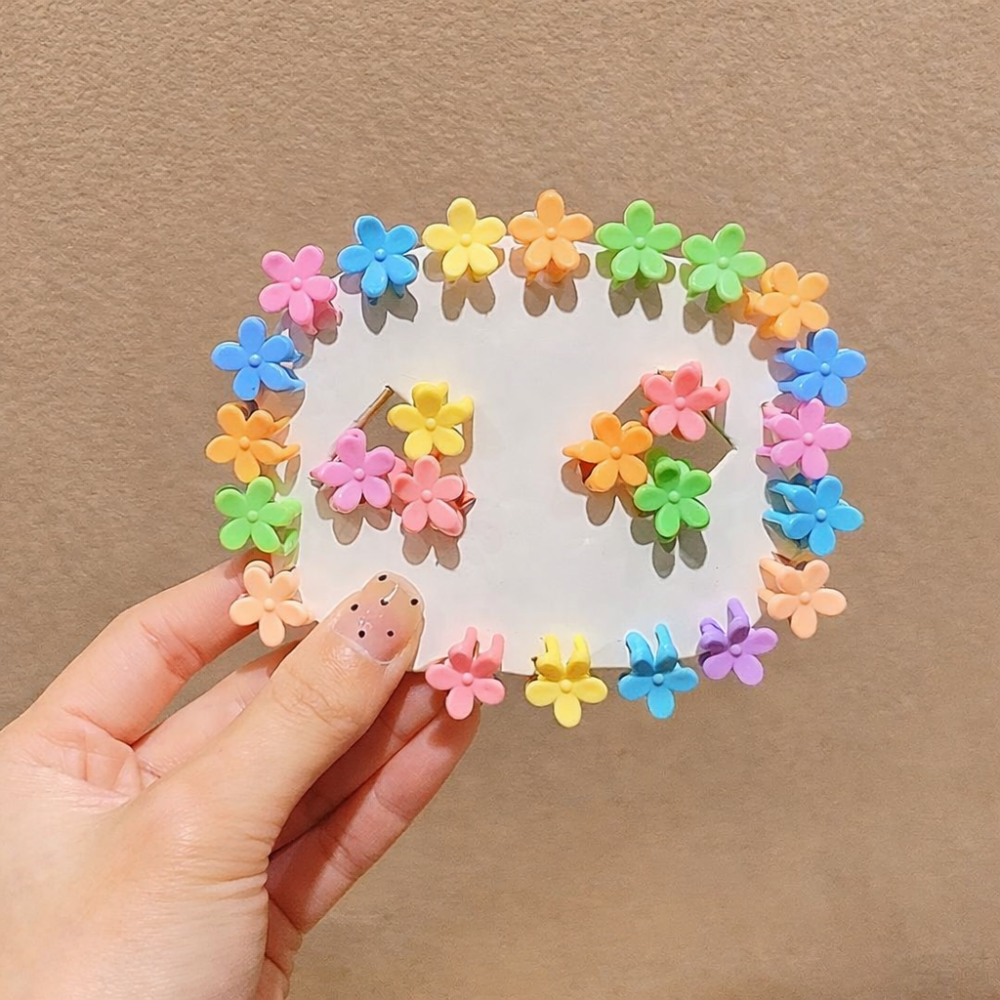 Set accesorii par copii cu cutie organizator, 26 elastice textile 2 cm, 80 elastice cauciuc multicolore si 5 cleme floricele 0.8 cm [2]