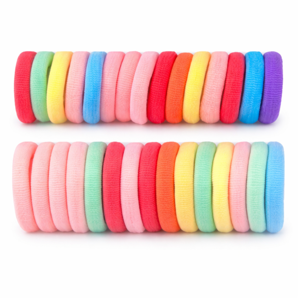 Set accesorii par copii cu cutie organizator, 26 elastice textile 2 cm, 80 elastice cauciuc multicolore si 5 cleme inimioara 0.8 cm [3]