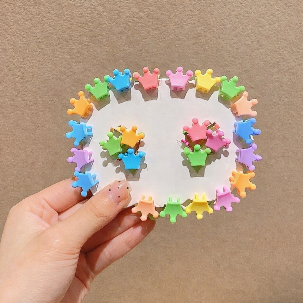 Set accesorii par copii cu cutie organizator, 26 elastice textile 2 cm, 80 elastice cauciuc multicolore si 5 cleme printesa 0.8 cm [3]