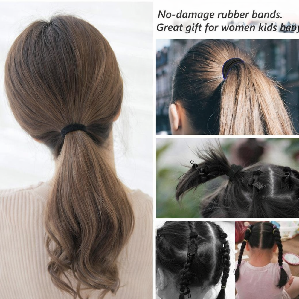 Set accesorii par negre, 26 elastice textile, 40 elastice cauciuc si 5 cleme mini, organizator compartimentat [5]