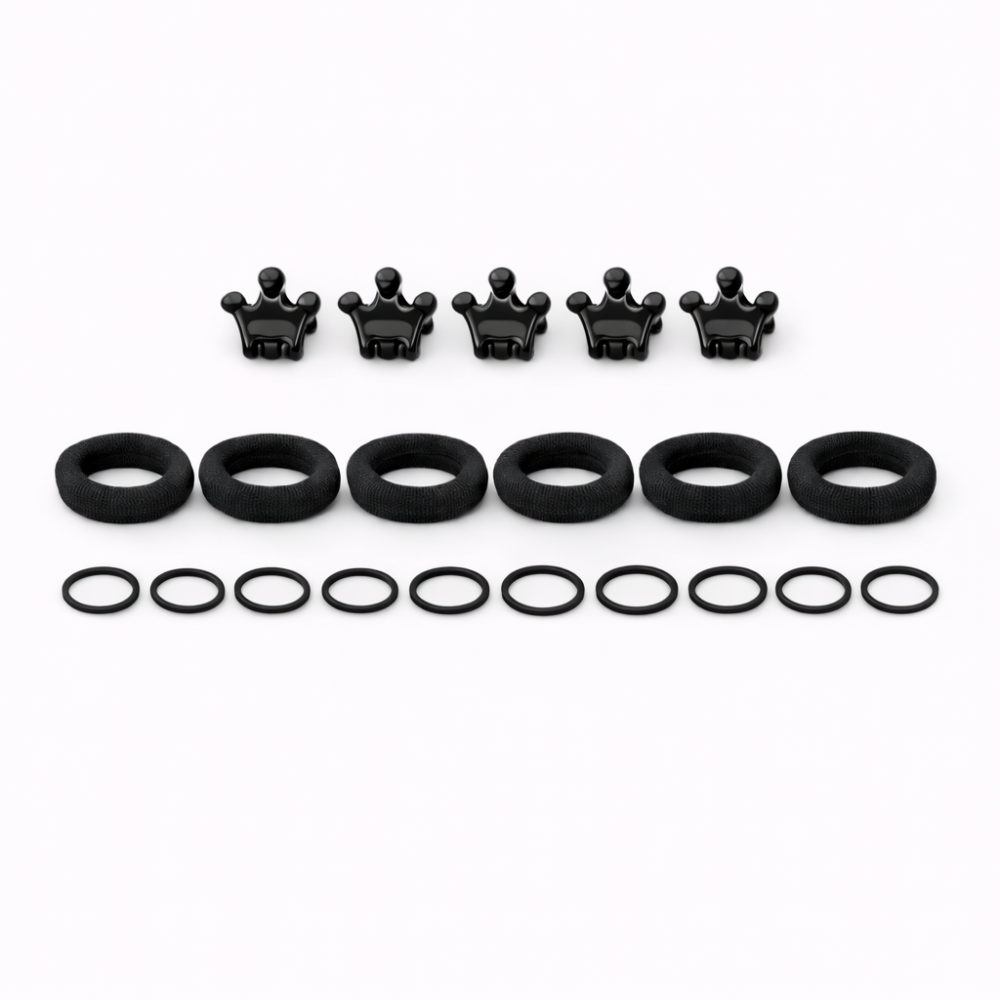 Set accesorii par negre, 26 elastice textile, 40 elastice cauciuc si 5 cleme mini, organizator compartimentat [3]