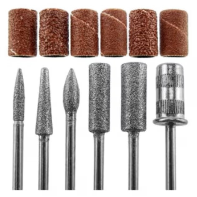 Set accesorii pentru freza electrica de unghii, 12 piese, 6 capete diamantate si 6 benzi abrazive, pentru manichiura si pedichiura [4]
