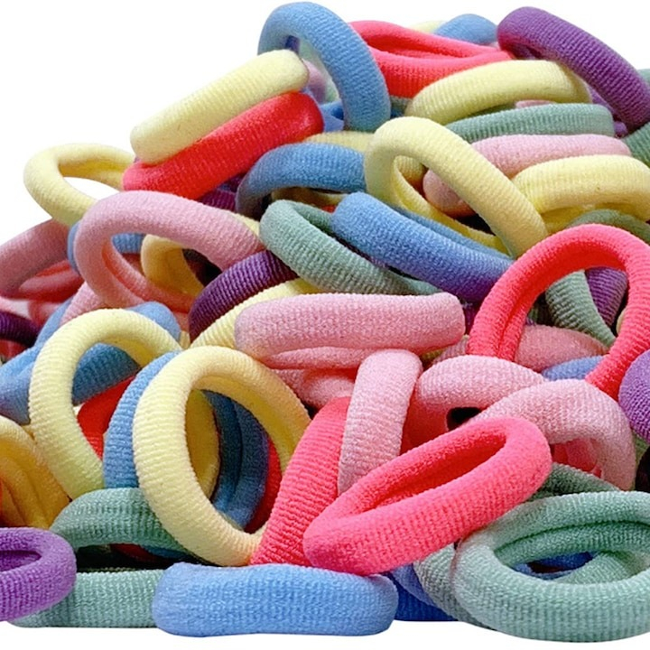 Set accesorii pentru par, 25 elastice + 16 clesti, plastic/textil, multicolor [4]