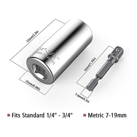Set adaptor unghiular mandrina bormasina si cheie tubulara universala 7-19 mm [5]