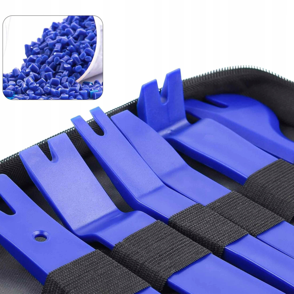 Set albastru 46 piese extractoare pentru tapiterie auto, 32 x 23 x 5 cm, unelte demontare panouri, cleme, radio si ornamente, husa transport [18]