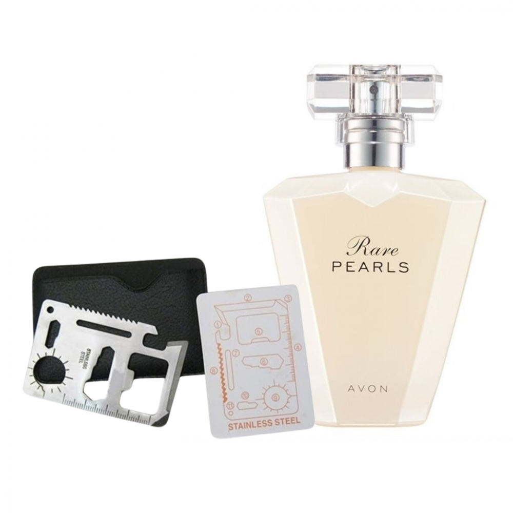 Set apa de parfum Rare Pearls 50 ml si card multifunctional Dactylion, de supravietuire, otel inoxidabil