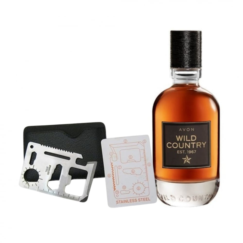 Set apa de toaleta Wild Country 75 ml si card multifunctional Dactylion, de supravietuire, otel inoxidabil