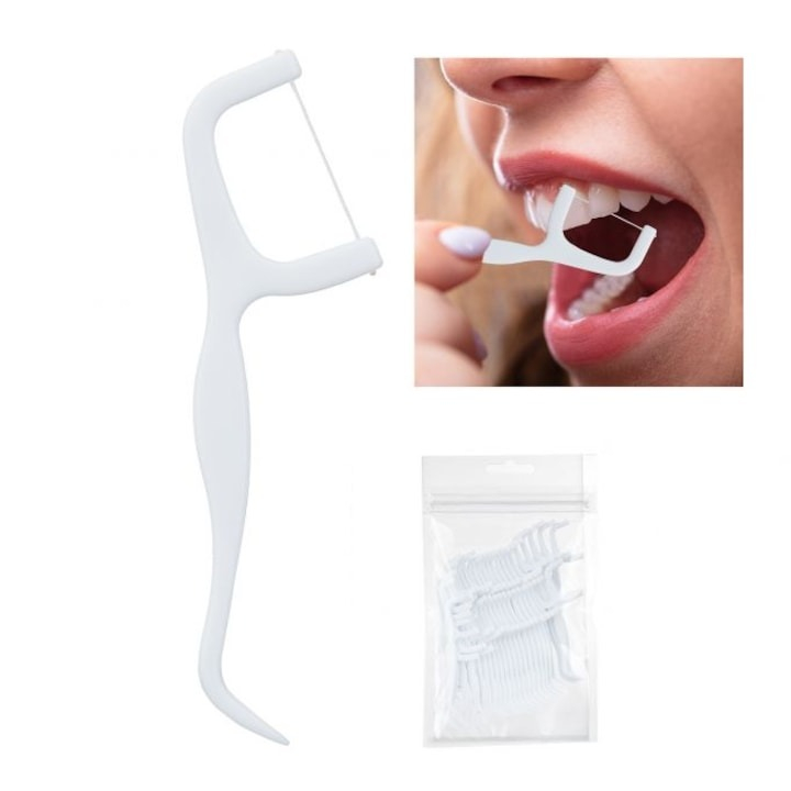 Set ata dentara tip scobitoare, 24 bucati, alb [4]