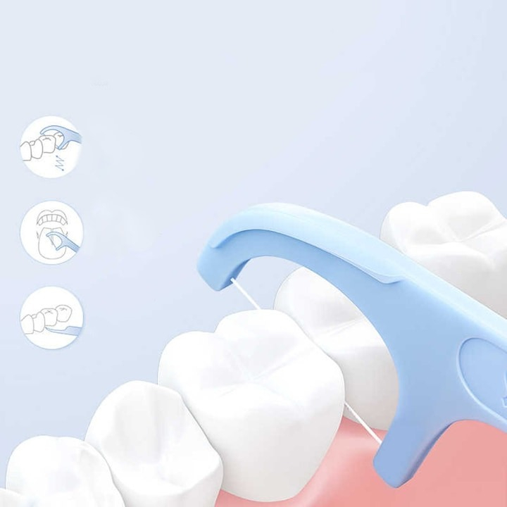 Set ata dentara tip scobitoare, 50 bucati - Albastru [3]