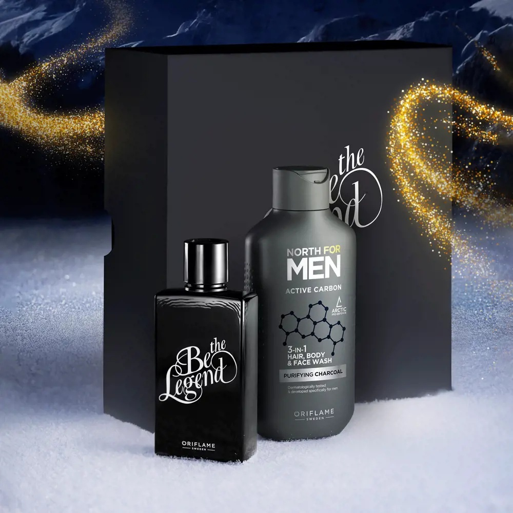 Set barbati Oriflame Be the Legend apa de toaleta 75 ml si gel de curatare 3 in 1 North For Men Active Carbon, parfum masculin si ingrijire completa [2]