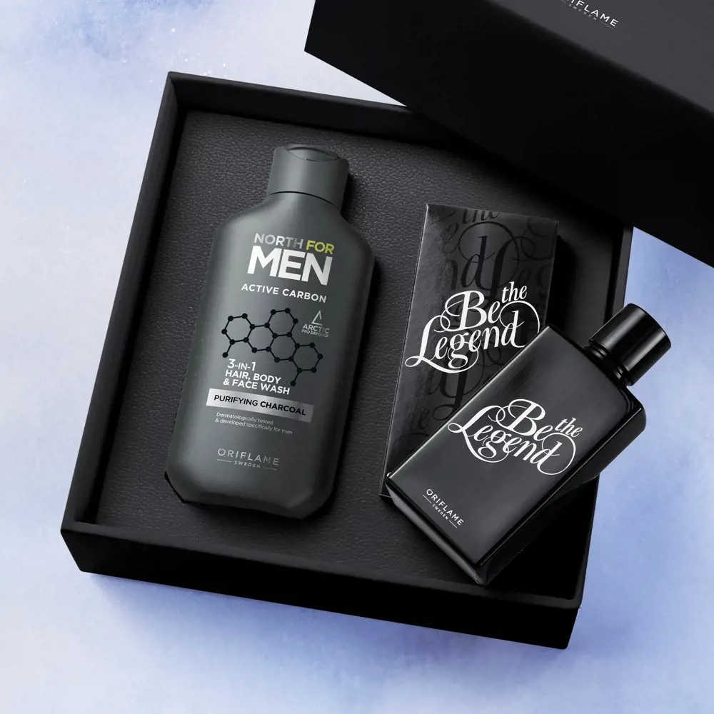 Set barbati Oriflame Be the Legend apa de toaleta 75 ml si gel de curatare 3 in 1 North For Men Active Carbon, parfum masculin si ingrijire completa [3]