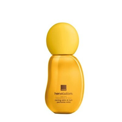 Set cadou auriu Avon HerWisdom Sim Sim cu spray parfumat pentru piele si par, crema aerata, ulei baie si dus, floarea Nilului, nuci de caju, cuier transparent [11]
