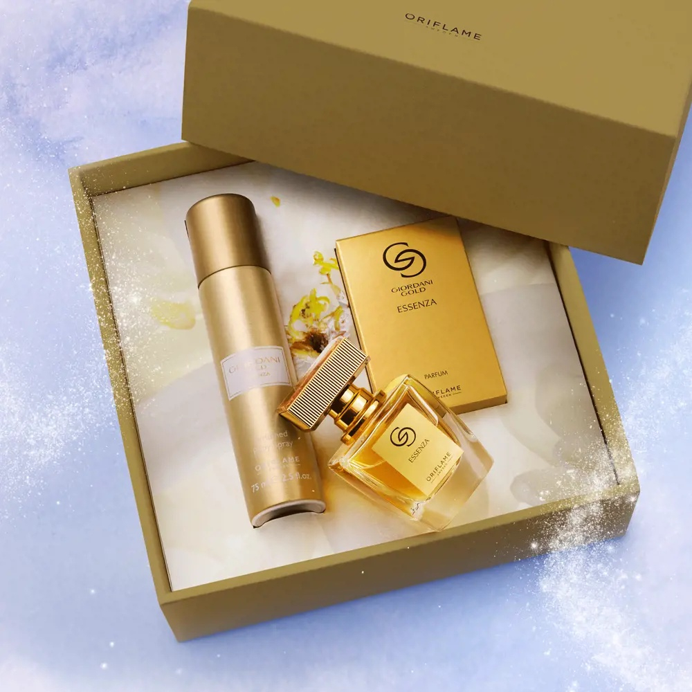 Set cadou parfumat Giordani Gold Essenza pentru femei cu aroma floral-lemnoasa luminoasa, parfum sofisticat si deodorant spray elegant, ideal pentru rafinament zilnic [3]